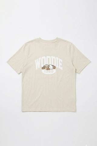 Women Short Sleeve Woodie Oversized Graphic Tee