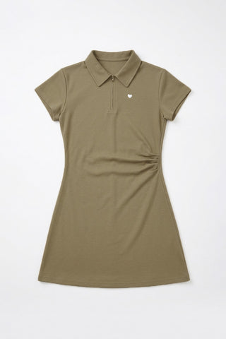 Women Short Sleeve Polo Plain Dress