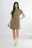 Women Short Sleeve Polo Plain Dress