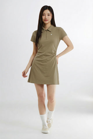Women Short Sleeve Polo Plain Dress