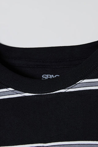 Men Long Sleeve Stripe Tee - Black