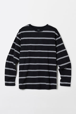 Men Long Sleeve Stripe Tee - Black