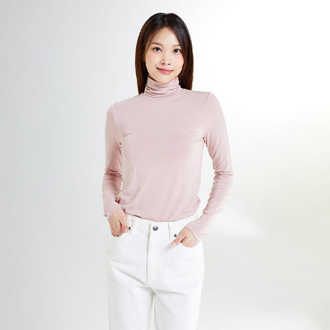 SPAO Women Long Sleeve Turtle Neck Tee SPLWE4TG03 Pink