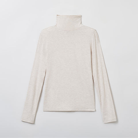 SPAO Women Long Sleeve Turtle Neck Tee SPLWE4TG03 Oatmeal