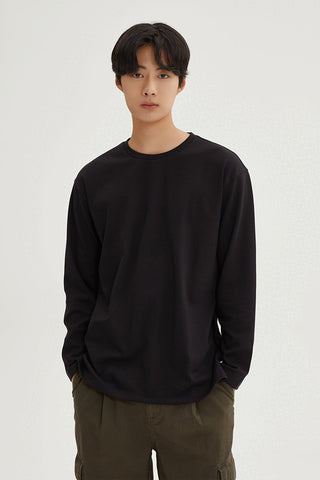 Men Long Sleeve Milano Loose Fit Tee - Black