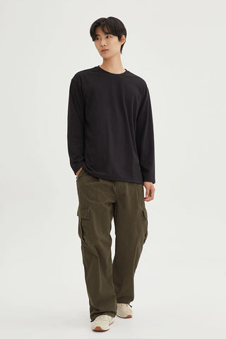 Men Long Sleeve Milano Loose Fit Tee - Black