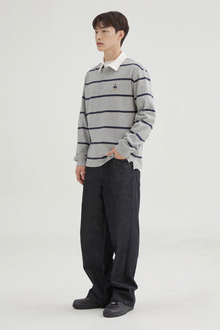 Men Long Sleeve Woodie Stripe Pullover