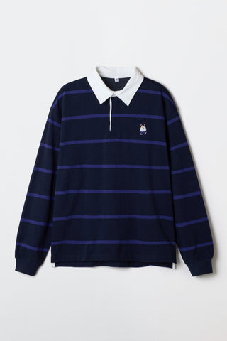Men Long Sleeve Woodie Stripe Pullover - Blue
