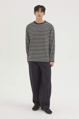 Men Long Sleeve Loose Fit Stripe Tee - Mix