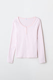 Women Long Sleeve Henley Neck Tee