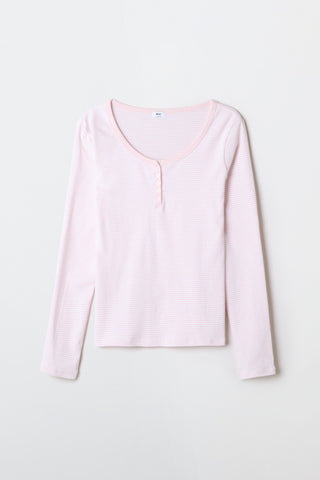 Women Long Sleeve Henley Neck Tee