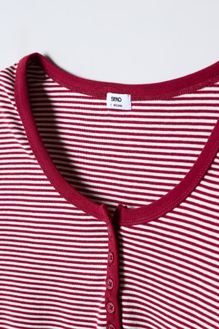 Women Long Sleeve Henley Neck Tee