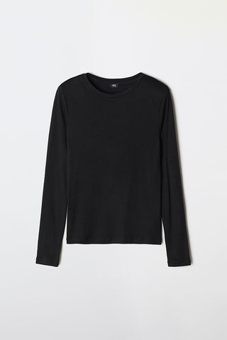 Women Long Sleeve Slim Fit Tee - Black