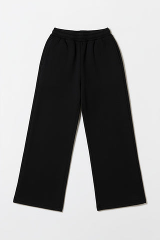 Women Corduroy Wide Banding Pants - Black