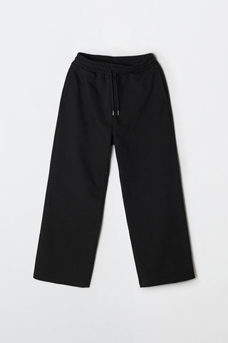 Men French Terry Wide Sweatpants - Black