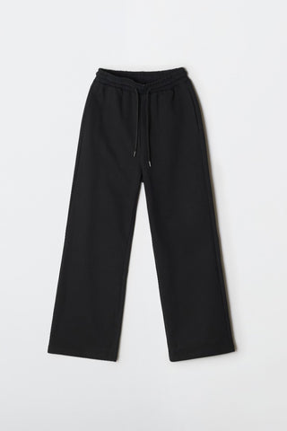 Women Soft Cotton Wide Sweatpants - Black