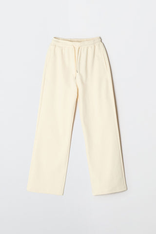 Women Soft Cotton Wide Sweatpants - Cream
