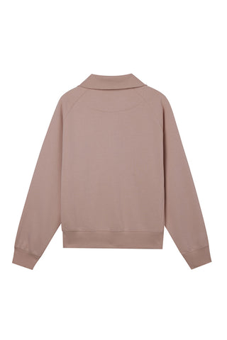 Women Long Sleeve Semi Zip-Up Sweatshirt