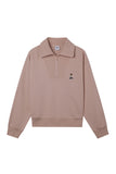 Women Long Sleeve Semi Zip-Up Sweatshirt