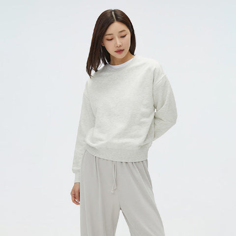 Women Long Sleeve Basic Pullover - Oatmeal