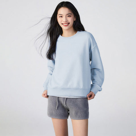 Women Long Sleeve Basic Pullover - L/Blue