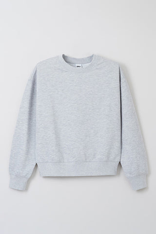 Women Long Sleeve Basic Pullover - Melange Grey