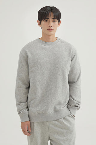 Men Long Sleeve Regular Fit Pullover - Melange Grey