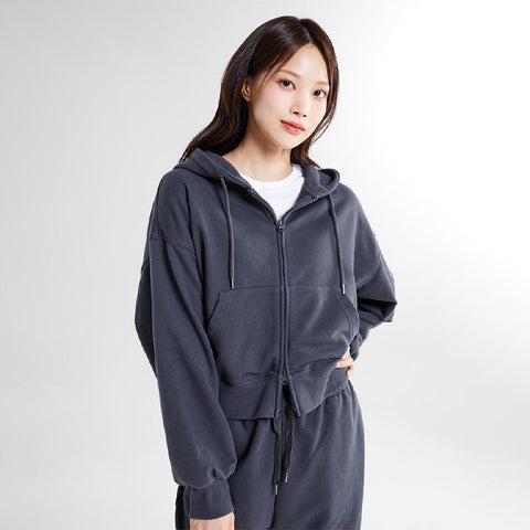 SPAO Women Long Sleeve Hooded Jacket SPMZE49G01 Charcoal