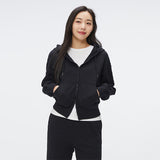 SPAO Women Long Sleeve Semi Crop Hoodie SPMZF24G15 Black