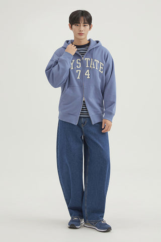 Men Long Sleeve Zip-Up Hooded Jacket