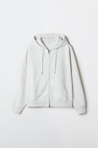 Men Long Sleeve 2-Way Zip-Up French Terry Hoodie - Oatmeal