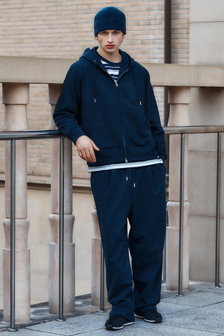 Men Long Sleeve 2-Way Zip-Up French Terry Hoodie