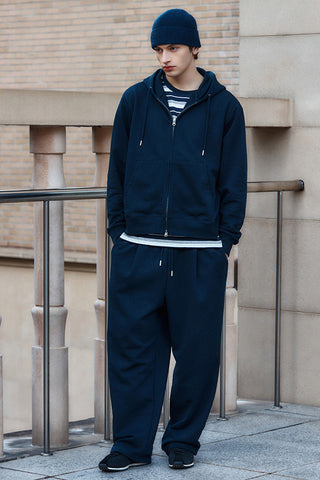 Men Long Sleeve 2-Way Zip-Up French Terry Hoodie