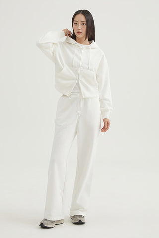 Women Long Sleeve 2-Way Zip-Up Crop Hoodie