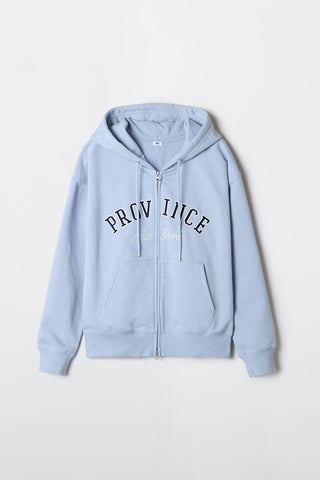 Women Long Sleeve Zip-Up Hooded Jacket - L/Blue