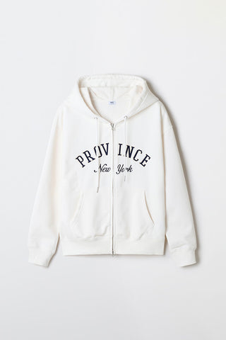 Women Long Sleeve Zip-Up Hooded Jacket - Cream