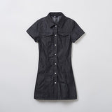 SPAO Women Short Sleeve Denim Dress SPOJE26G02 Black