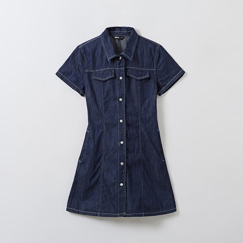 SPAO Women Short Sleeve Denim Dress SPOJE26G02 Navy