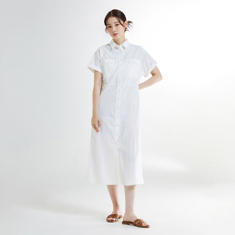 SPAO Women Short Sleeve Shirt Dress SPOWE37W06 White