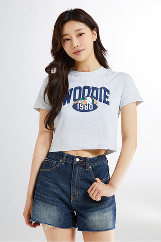 SPAO Women Short Sleeve Woodie Crop Tee