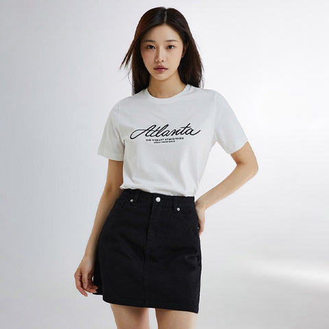 SPAO Women Short Sleeve Letter Embroidery Tee SPRPE24W01 White