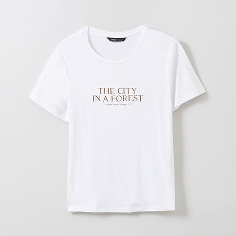 SPAO Women Short Sleeve Letter Tee SPRPE24W02 Off White