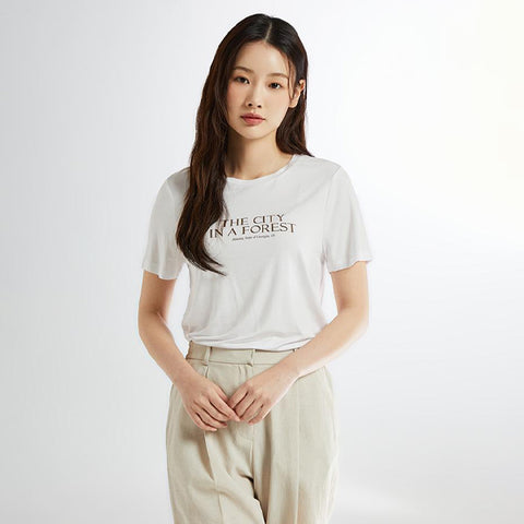 SPAO Women Short Sleeve Letter Tee SPRPE24W02 Off White