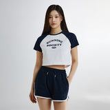 SPAO Women Short Sleeve Raglan Crop Tee SPRPE25G51 Navy