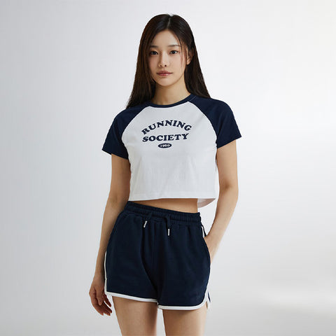 SPAO Women Short Sleeve Raglan Crop Tee SPRPE25G51 Hunter