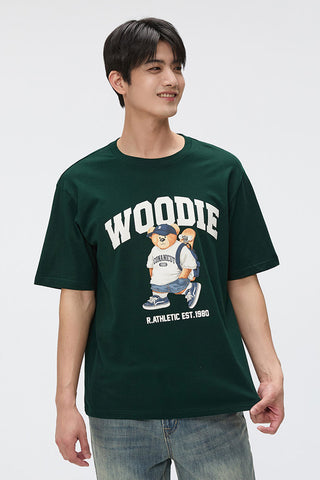 SPAO Men Short Sleeve Woodie Tee - Hunter