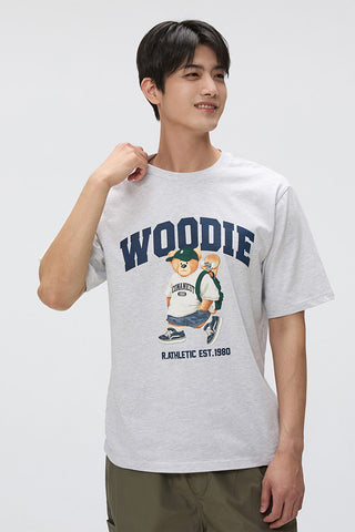 SPAO Men Short Sleeve Woodie Tee - Light Melange GR