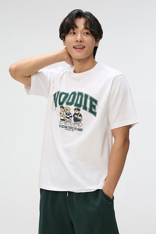 SPAO Men Short Sleeve Woodie T-Shirt - White