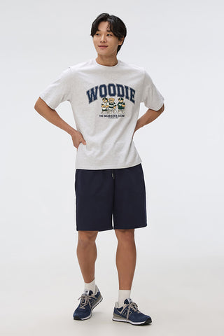 SPAO Men Short Sleeve Woodie T-Shirt - Light Melange GR