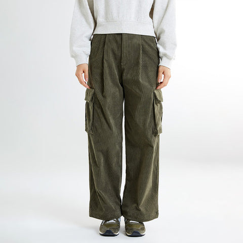 SPAO Women Wide Corduroy Cargo Pants SPTCE4VG11 Khaki